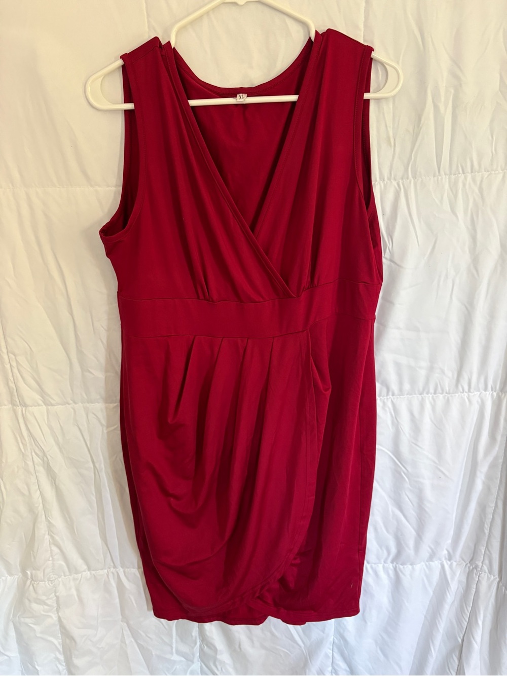 Sleeveless Red Wrap-Front Women’s Dress